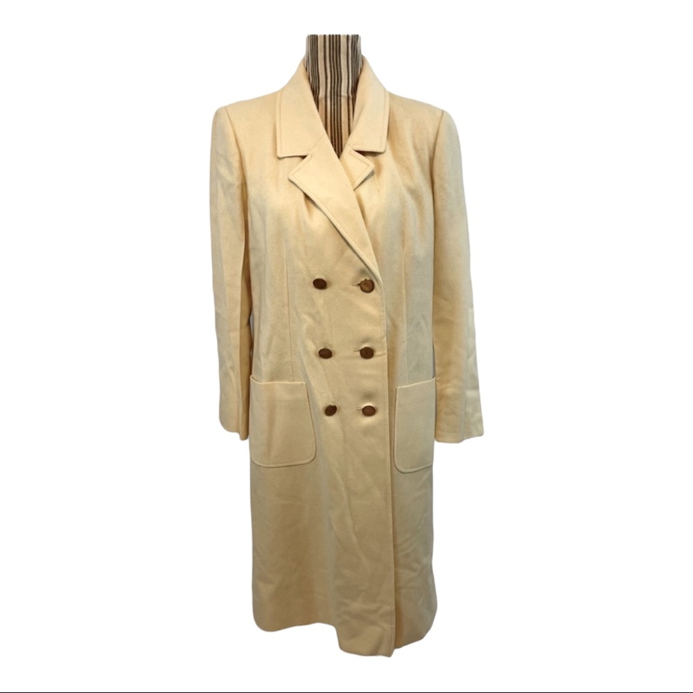 Vintage wool double breasted button front closure jacket trench coat large